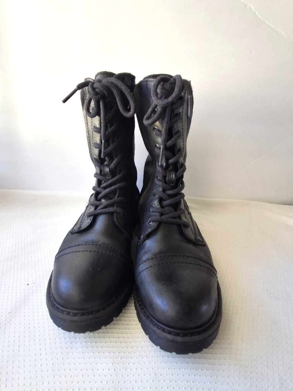 Black Lace-Up Combat Boots - Women - Picture 2 of 7